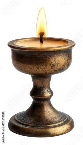 Vintage Candle Holder With Burning Flame