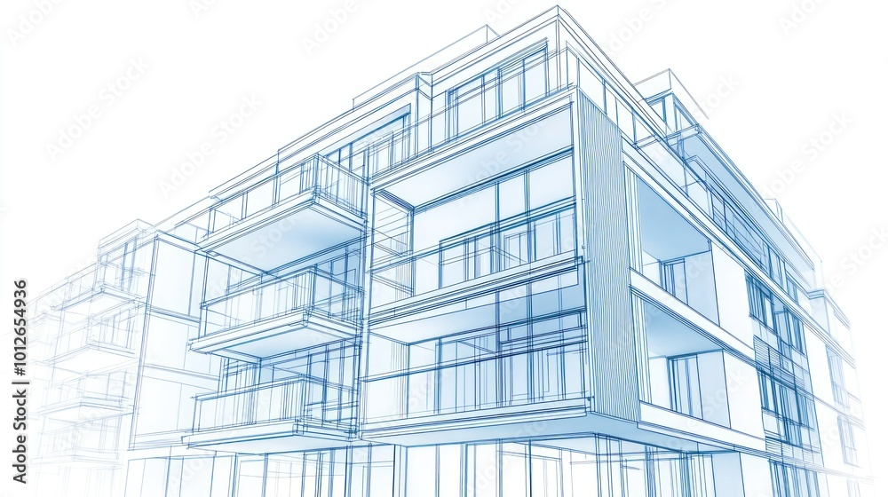 Architectural Blueprint of a Modern Apartment Building Architectural Blueprint of a Modern Apartment Building