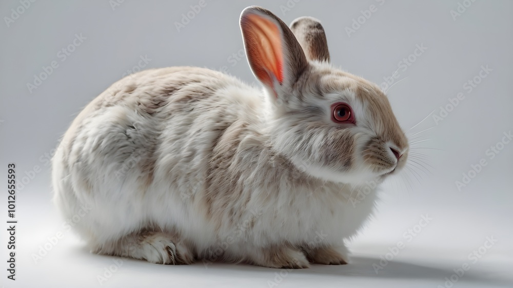 Close up white rabbit on white background Close up white rabbit on white background
