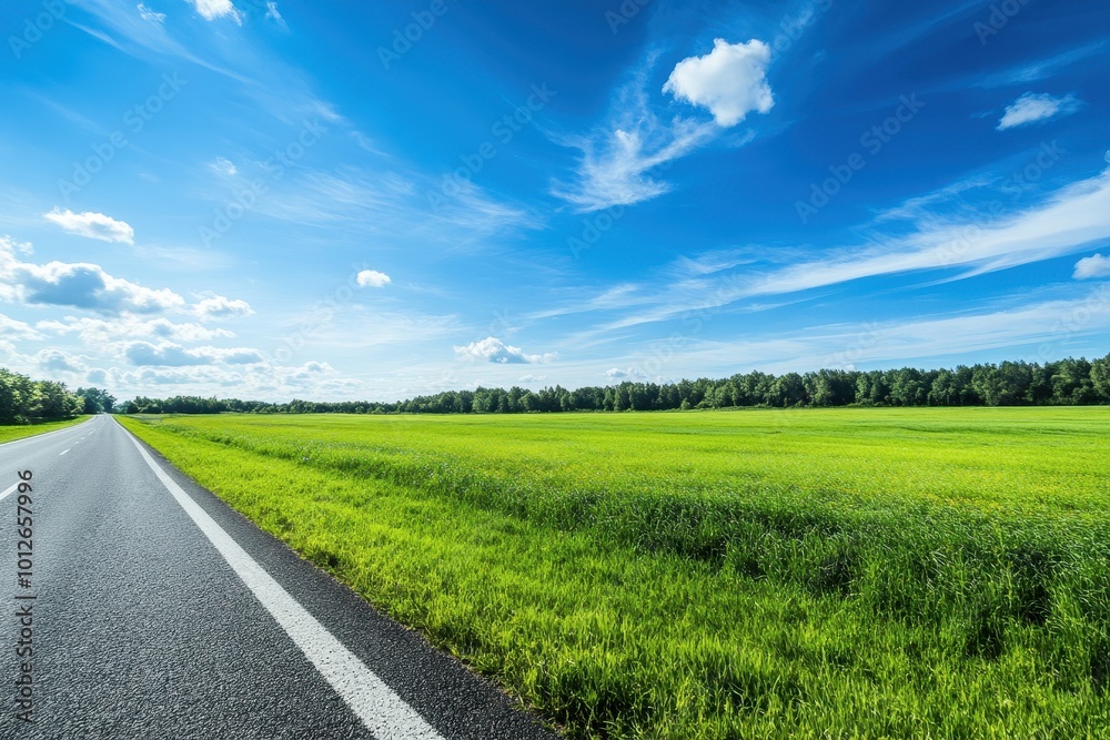 Grassy field under blue sky