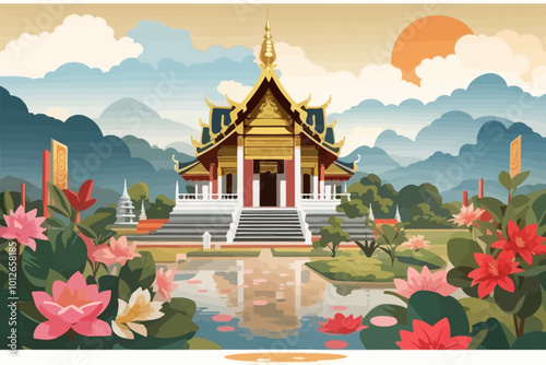 Chiang Mai Thailand illustration cartoon