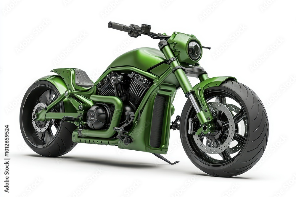 Green motorcycle on white background with style Green motorcycle on white background with style