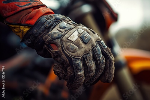 Hand protection is crucial in motocross Photo of a dirt biker s gloved hand