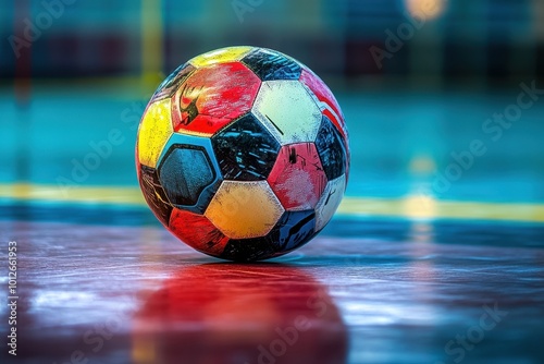 Handball and futsal ball on the floor