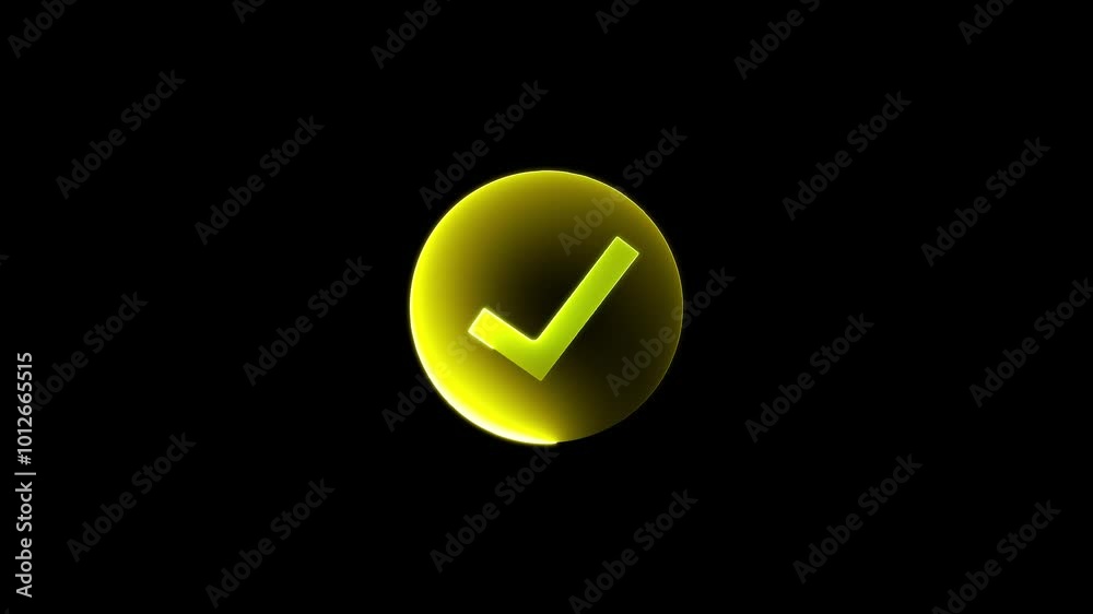 Tick mark icon neon sign. check mark icon animation Tick mark icon neon sign. check mark icon animation
