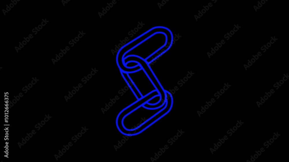 Abstract neon hyperlink icon animation. Neon line shackle. Abstract neon hyperlink icon animation. Neon line shackle.