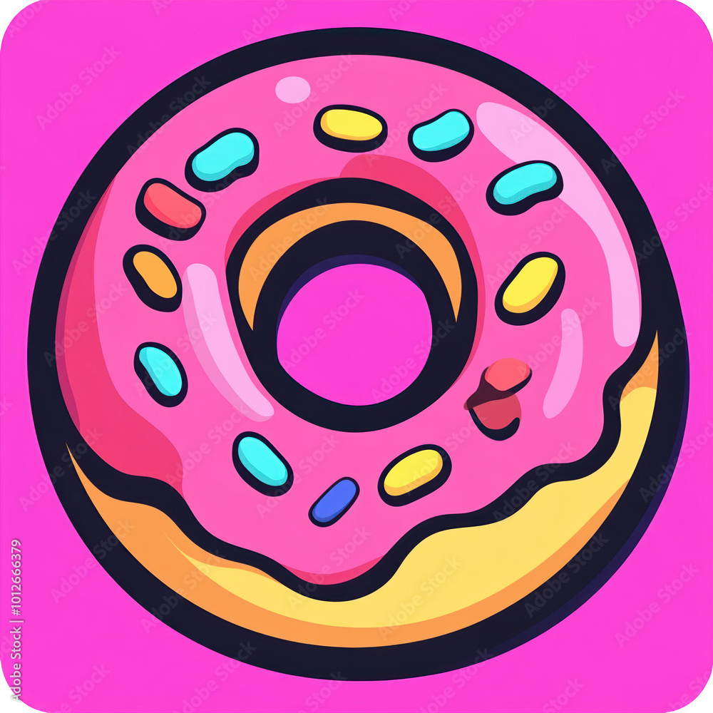 Fototapeta premium Colorful Donut Illustration on Pink Background