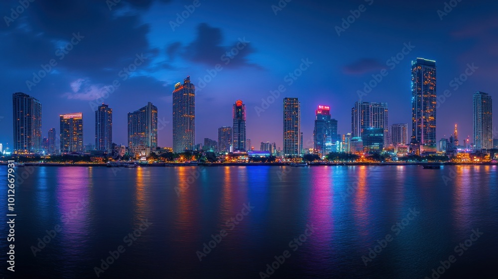 Fototapeta premium Bangkok Skyline with Chao