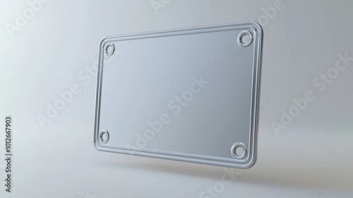 Sleek, minimalist 3D license plate with reflective metallic sheen, ready for customization in a clean, modern design. 