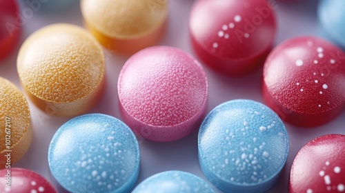 Colorful Pills Scattered on White Surface