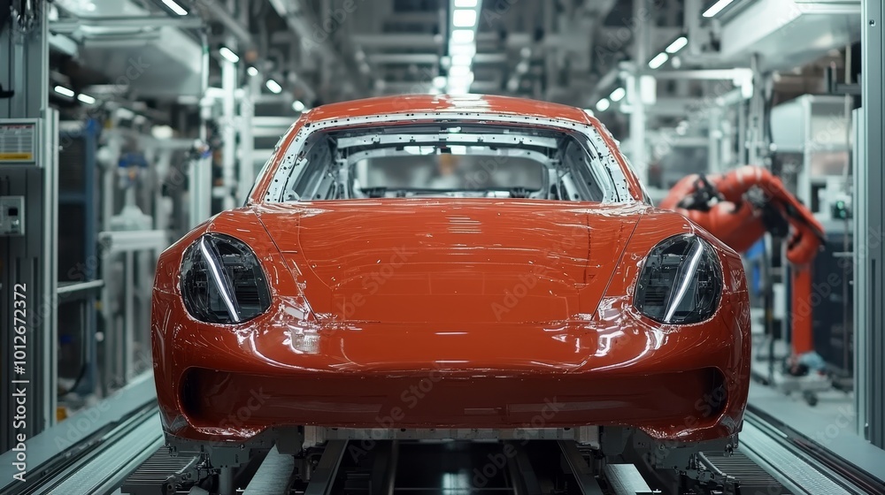 Fototapeta premium Innovations in robotics for automated vehicle manufacturing and production processes