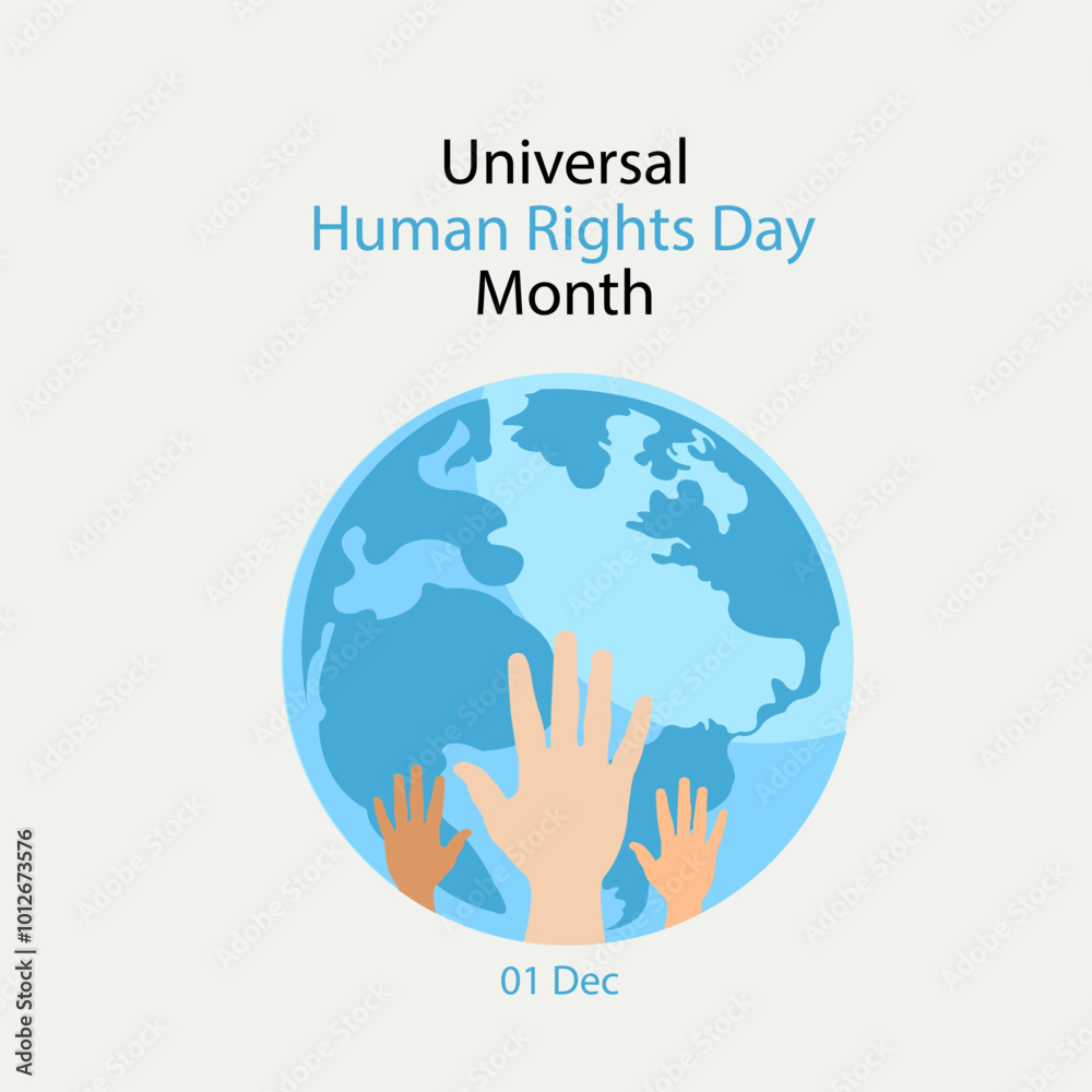 vector graphic of Universal Human Rights Month good for national Universal Human Rights Month celebration. flat design. flyer design.flat illustration.