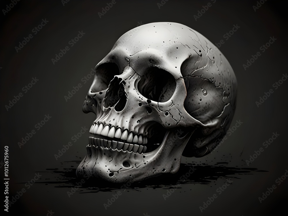A striking depiction of a human skull in black and white. ai generated A striking depiction of a human skull in black and white. ai generated