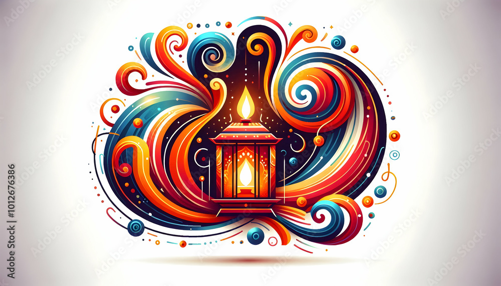 Flat Abstract digital art of Diwali lanterns and glowing patterns representing a cultural gathering concept as A cultural abstract artwork showcasing glowing Diwali lanterns and intricate patterns rep Flat Abstract digital art of Diwali lanterns and glowing patterns representing a cultural gathering concept as A cultural abstract artwork showcasing glowing Diwali lanterns and intricate patterns rep