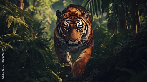 Tiger Stalking in Jungle photo