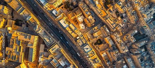 Aerial View of Cityscape with Road