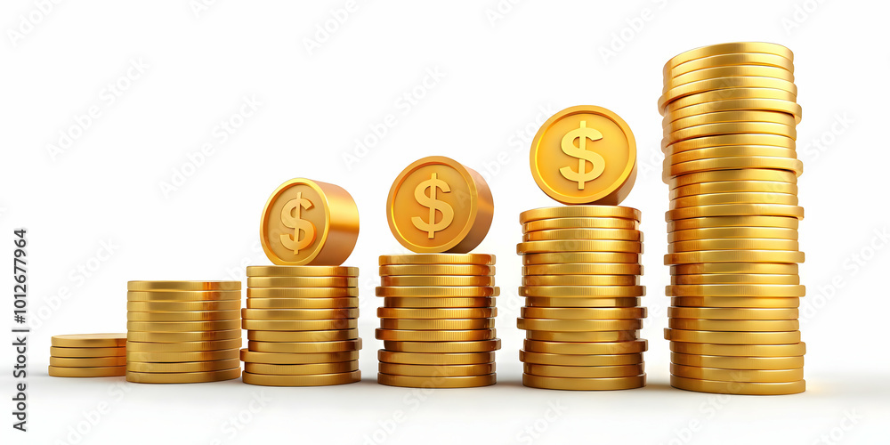 Floating Coins and Dollar Sign in Mid Air - Symbolizing Wealth Creation and Financial Success for Investment Banners Floating Coins and Dollar Sign in Mid Air - Symbolizing Wealth Creation and Financial Success for Investment Banners