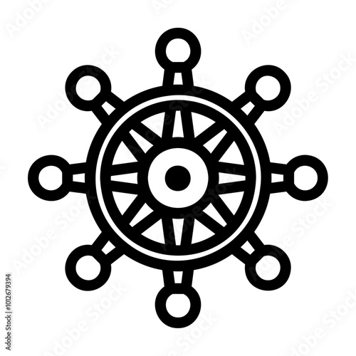 dharma wheel Line Icon