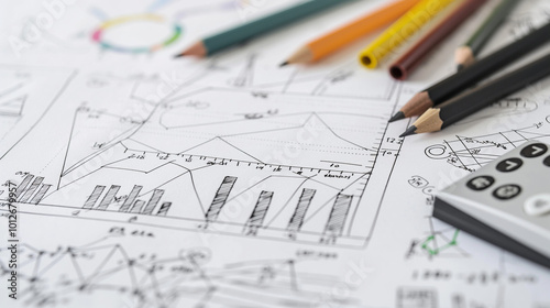 Business diagram and equipment  and graph.