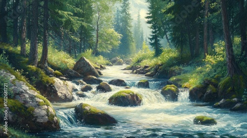 Serene Forest River