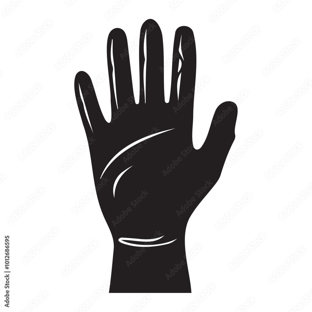 Black Silhouette of a Raised Hand Against White Background Black Silhouette of a Raised Hand Against White Background