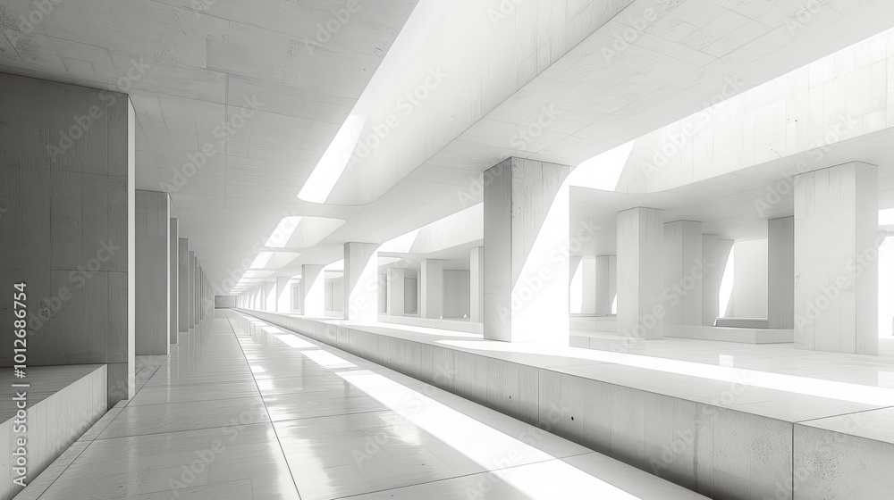 Obraz premium 白い建物の廊下,Generative AI AI画像