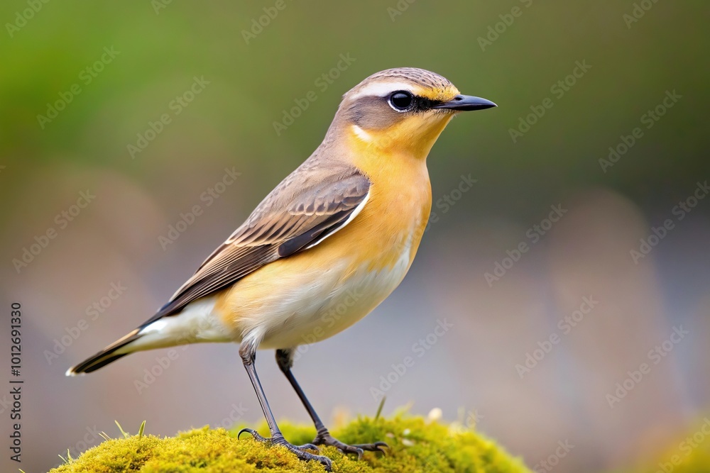 Forced Perspective image of Wheatear bird in the wild Forced Perspective image of Wheatear bird in the wild