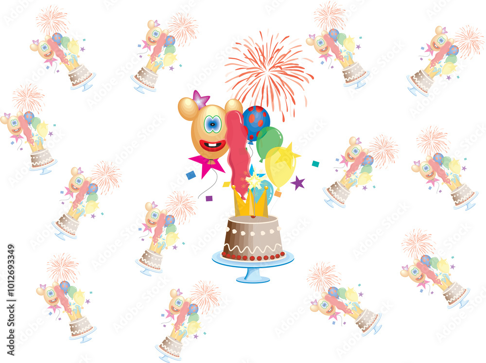 Obraz premium happy birthday party pattern design