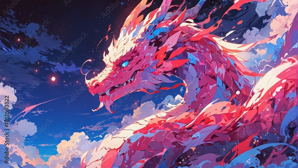 ドラゴンのイラスト,Generative AI AI画像 ドラゴンのイラスト,Generative AI AI画像