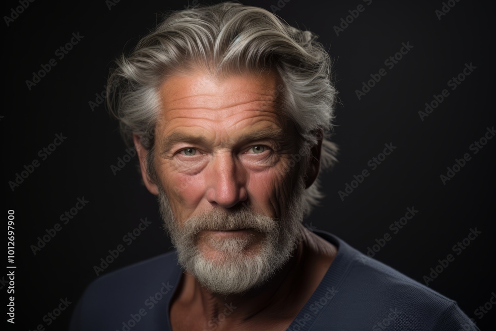 Portrait of a handsome senior man with grey hair and beard. Portrait of a handsome senior man with grey hair and beard.