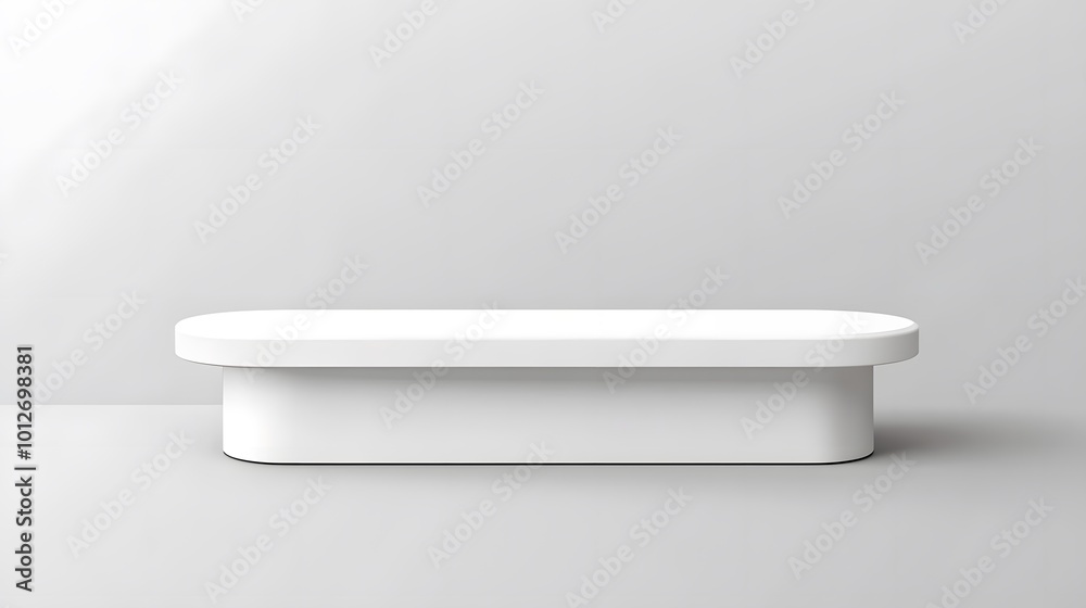 A blank white portable exhibition counter presented as a realistic vector mockup A blank white portable exhibition counter presented as a realistic vector mockup