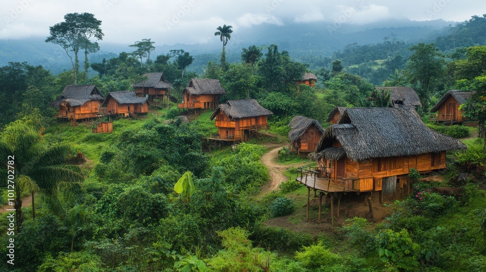 A remote village in Madagascar, with traditional wooden houses, dense rainforest, and unique wildlife, offering an off-the-grid experience. A remote village in Madagascar, with traditional wooden houses, dense rainforest, and unique wildlife, offering an off-the-grid experience.