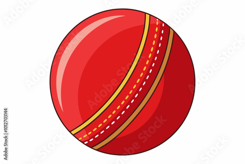 Red cricket ball vector art illustration