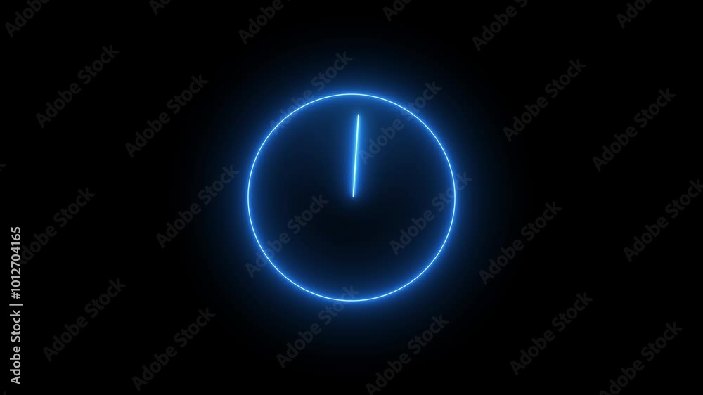Neon glowing stopwatch animated icon design moving arrows on black background. Stopwatch, clock, 4k. Neon glowing stopwatch animated icon design moving arrows on black background. Stopwatch, clock, 4k.
