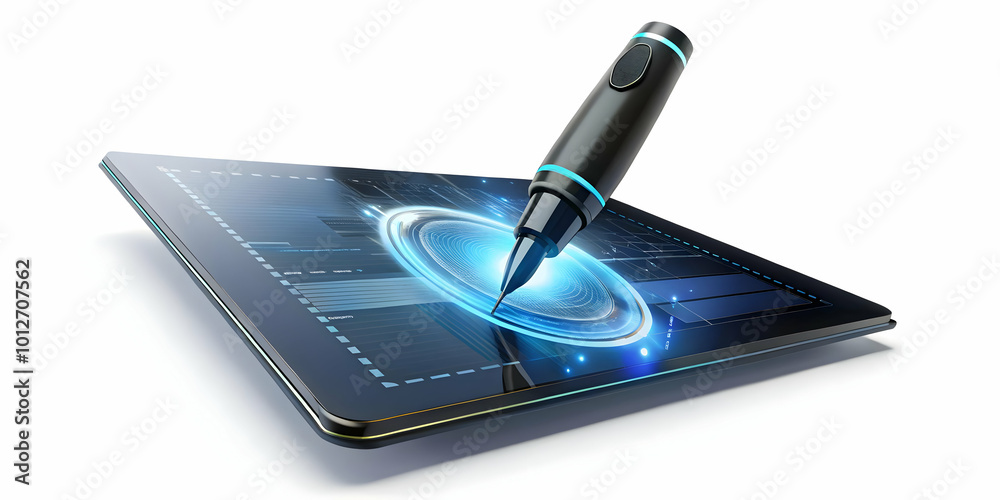 Futuristic Smart Pen Signing Digital Document: Close-Up Macro Shot of Sleek Tech Hovering over Electronic Signature on Device, Showcasing Modern Business Innovations Futuristic Smart Pen Signing Digital Document: Close-Up Macro Shot of Sleek Tech Hovering over Electronic Signature on Device, Showcasing Modern Business Innovations