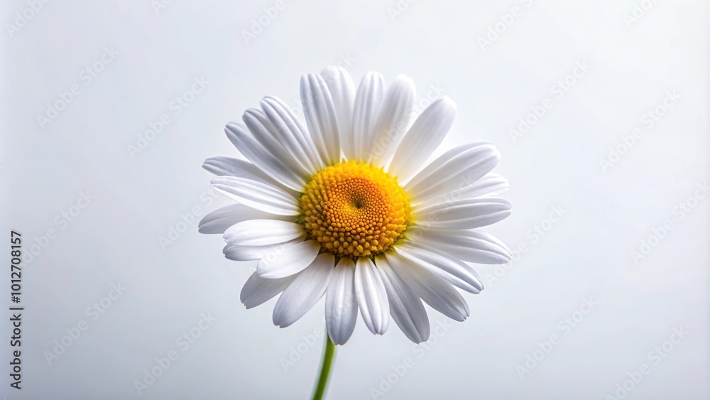 Forced perspective photography of daisy flower on white background Forced perspective photography of daisy flower on white background