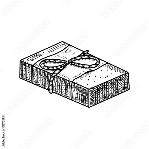 Handmade soap with bow. Vecor illustration
