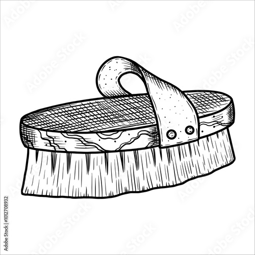 Hand drawn body brush.Spa collection. Vector illustration
