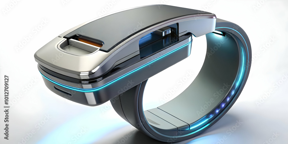 Macro shot of futuristic payment ring in action at a sleek terminal, showcasing wearable payment technology details against a clean white backdrop - Photo Stock Concept Macro shot of futuristic payment ring in action at a sleek terminal, showcasing wearable payment technology details against a clean white backdrop - Photo Stock Concept