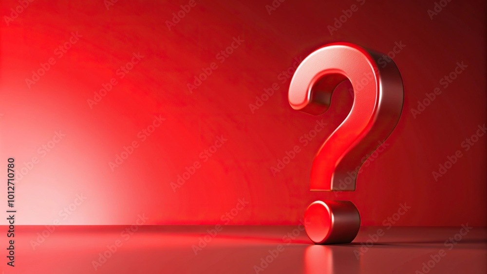 Forced perspective red question mark on red gradient background Forced perspective red question mark on red gradient background