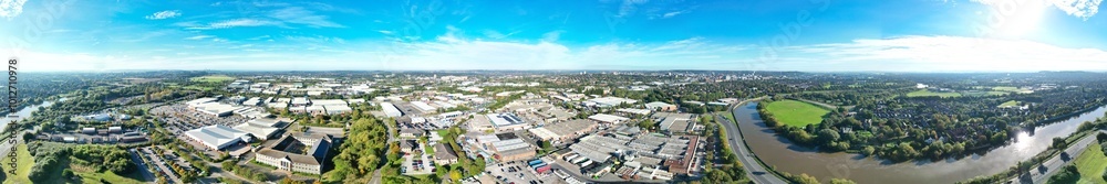 An Aerial Wide Angle Panoramic View of Nottingham City of East Midlands Region of England, United Kingdom. October 4th, 2024 An Aerial Wide Angle Panoramic View of Nottingham City of East Midlands Region of England, United Kingdom. October 4th, 2024
