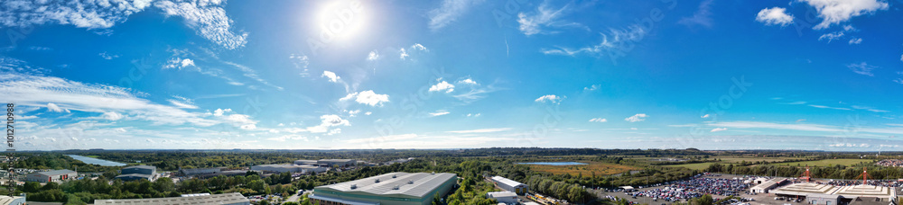Fototapeta premium An Aerial Wide Angle Panoramic View of Nottingham City of East Midlands Region of England, United Kingdom. October 4th, 2024