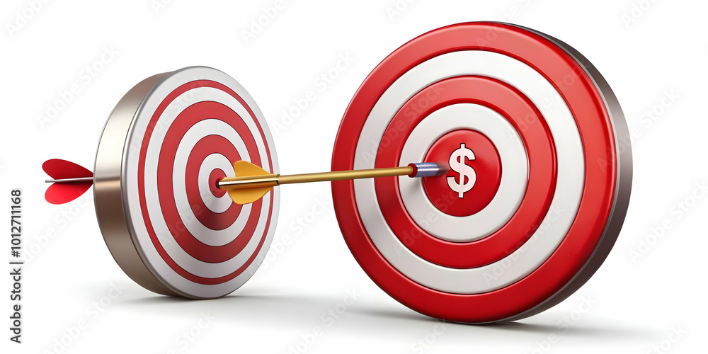 Vector Icon of Bullseye Target with Dollar Sign at Center - Clean Illustration for Financial Goals, Investment Strategies, or Budgeting Concepts Vector Icon of Bullseye Target with Dollar Sign at Center - Clean Illustration for Financial Goals, Investment Strategies, or Budgeting Concepts