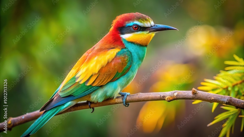 Colorful Bee Eater Perched on a Branch in Nature’s Habitat - A Stunning Wildlife Photograph for Nature Lovers Colorful Bee Eater Perched on a Branch in Nature’s Habitat - A Stunning Wildlife Photograph for Nature Lovers