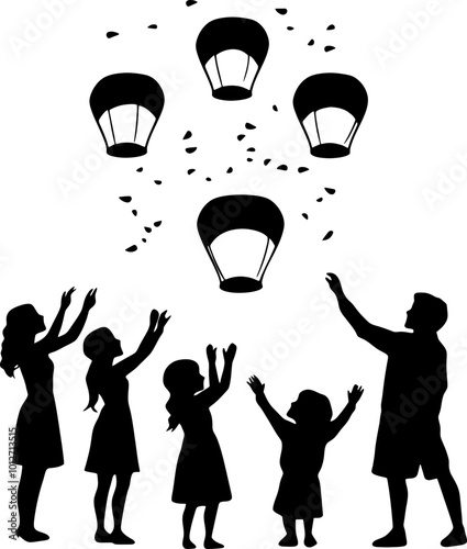 Sky lantern festival silhouette