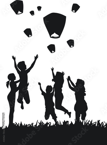 Sky lantern festival silhouette