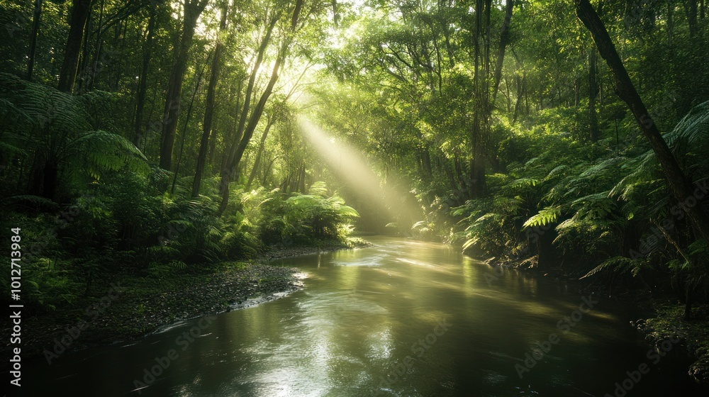 Obraz premium Sunlight Through the Forest