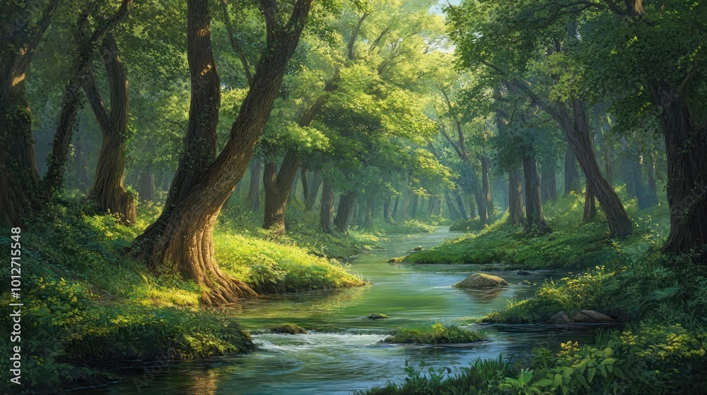 Obraz premium Tranquil Forest Stream