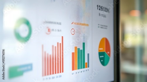 Wallpaper Mural Close-up of digital screen showing labor market graph with job openings and employment rates, office setting with copy space for text overlay Torontodigital.ca