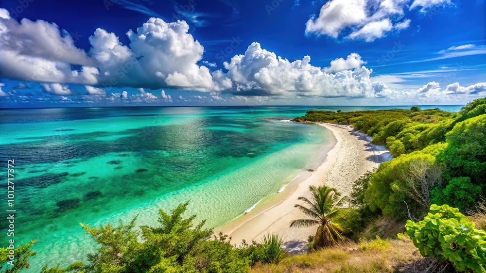 Obraz premium Scenic Strand in Grmitz: Serene Beach Views, Clear Skies, and Turquoise Waters for Perfect Coastal Relaxation